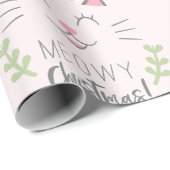 Meowy Kerstmis | Funny Cat met Antlers Patroon Cadeaupapier (Rol Hoek)