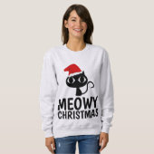 Meowy Kerstmis Funny Cat T-shirts (Voorkant volledig)