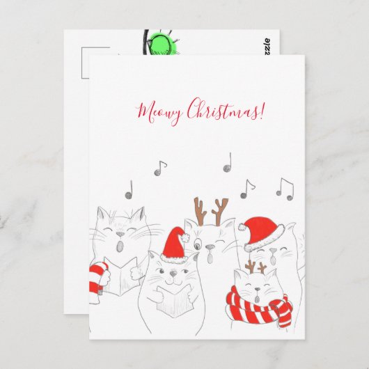Meowy Kerstmis! Funny Cats/Personalized Briefkaart (Voorkant / Achterkant)