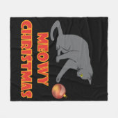 Meowy Kerstmis Funny Gray Cat Fleece Deken (Voorkant (Horizontaal))