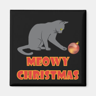 Meowy Kerstmis Funny Gray Cat Magneet