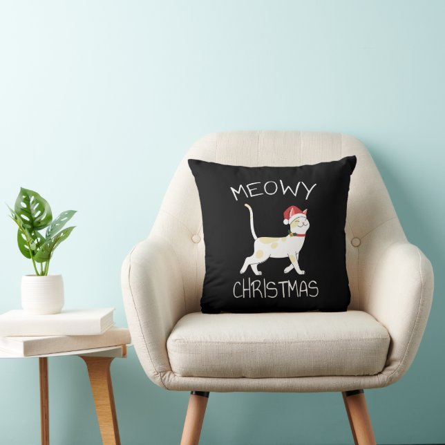 Meowy Kerstmis - Funny Kerstmis 2022 Kussen (Stoel)