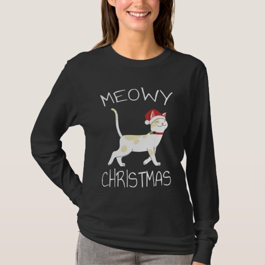Meowy Kerstmis - Funny Kerstmis 2022 T-Shirt (Voorkant)