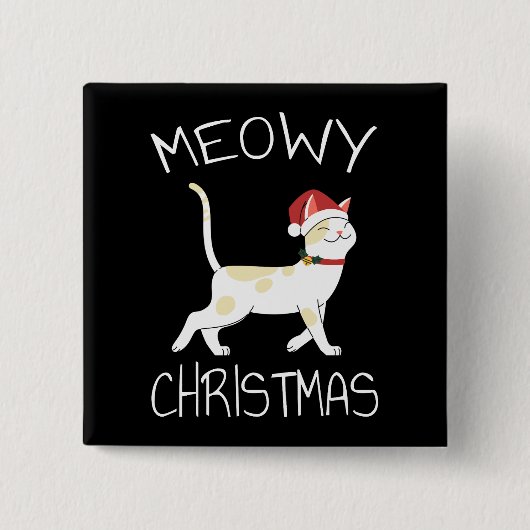 Meowy Kerstmis - Funny Kerstmis 2022 Vierkante Button 5,1 Cm (Voorkant)