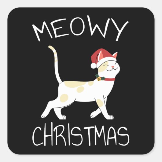 Meowy Kerstmis - Funny Kerstmis 2022 Vierkante Sticker (Voorkant)