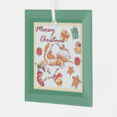 Meowy Kerstmis Gekke kat Glas Ornament (Voorkant links)