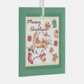 Meowy Kerstmis Gekke kat Glas Ornament (Voorkant Rechts)