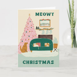 Meowy Kerstmis & Gelukkig Nieuwjaar wenskaart Kaart