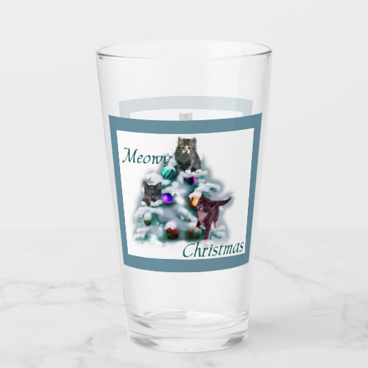 Meowy Kerstmis Glas (Voorkant)