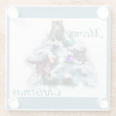 Meowy Kerstmis Glazen Onderzetter (Achterkant)