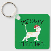 Meowy Kerstmis - Grappig kerstfeest Sleutelhanger (Voorkant)