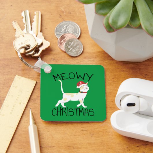 Meowy Kerstmis - Grappig kerstfeest Sleutelhanger (Bureau)