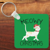 Meowy Kerstmis - Grappig kerstfeest Sleutelhanger (Voorkant)