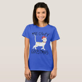 Meowy Kerstmis - Grappig kerstfeest T-shirt (Voorkant volledig)