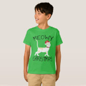 Meowy Kerstmis - Grappig kerstfeest T-shirt (Voorkant volledig)