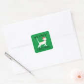 Meowy Kerstmis - Grappig kerstfeest Vierkante Sticker (Envelop)