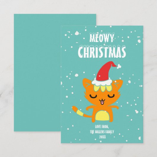 Meowy Kerstmis, grappige kerstkaart (Voorkant / Achterkant)