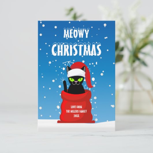 Meowy Kerstmis, grappige kerstkaart (Staand voorkant)