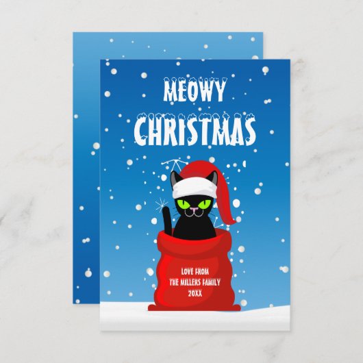 Meowy Kerstmis, grappige kerstkaart (Voorkant / Achterkant)
