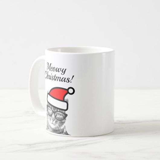 Meowy Kerstmis grappige mok voor kerstkoffie (Voorkant links)