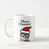 Meowy Kerstmis grappige mok voor kerstkoffie (Links)