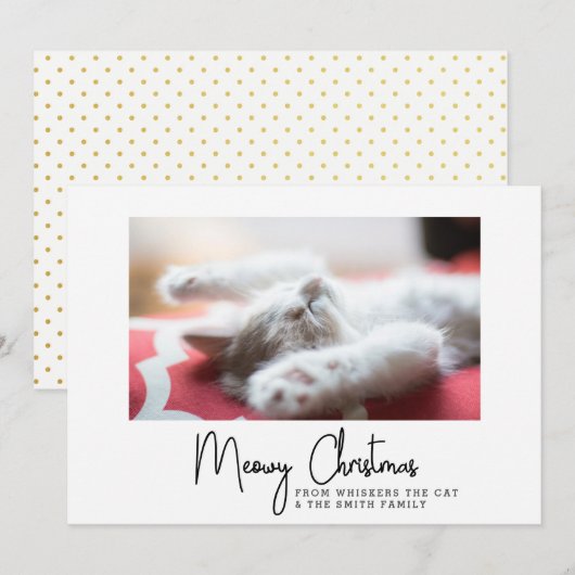 Meowy Kerstmis Groeten van Uw Huisdier Kat Feestdagenkaart (Voorkant / Achterkant)