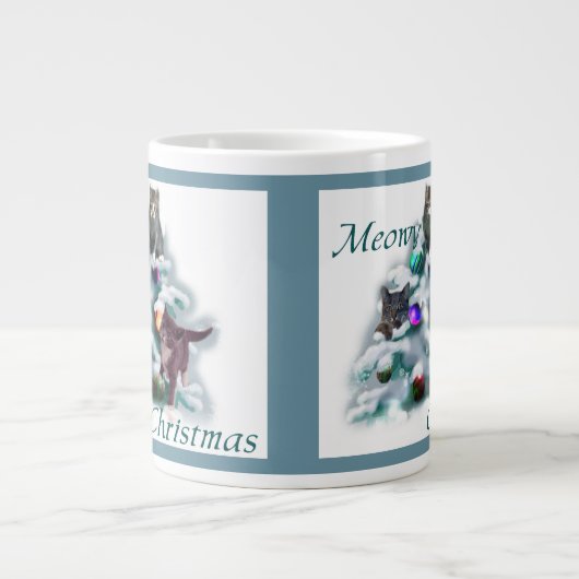 Meowy Kerstmis Grote Koffiekop (Voorkant)