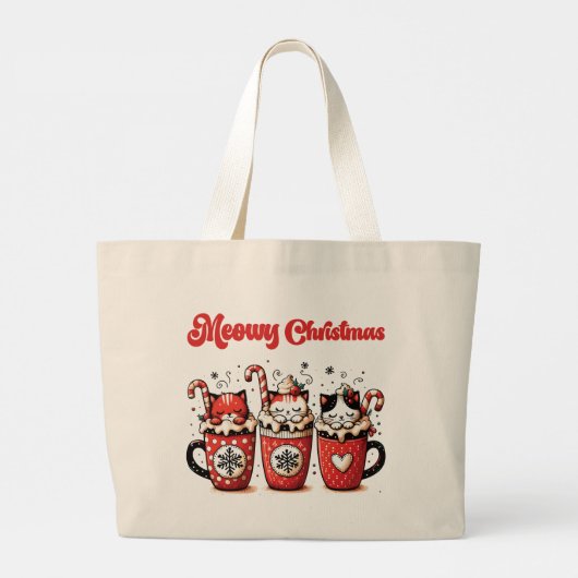 meowy kerstmis grote tote bag (Achterkant)