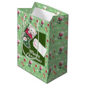 Meowy Kerstmis in groen Medium Cadeauzakje (Voorkant Gekanteld)