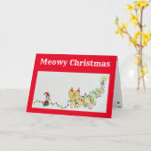 Meowy Kerstmis Kaart (Gele Bloem)