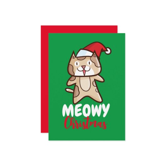  Meowy Kerstmis Kaart (Voorkant / Achterkant in situ)