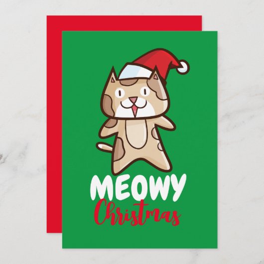  Meowy Kerstmis Kaart (Voorkant / Achterkant)