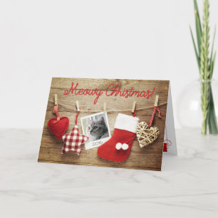 Meowy Kerstmis! Kaart   Cute Kitten in Foto