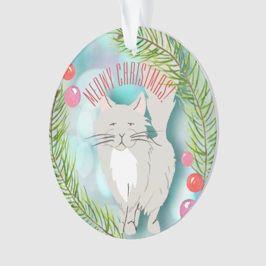 Meowy Kerstmis - Kat Festive Ornament (voorkant)