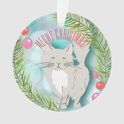 Meowy Kerstmis - Kat Festive Ornament (voorkant)