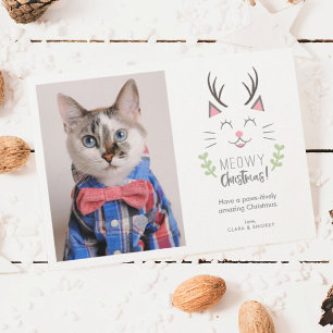 Meowy Kerstmis Kat-foto Feestdagenkaart