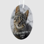 MEOWY KERSTMIS Kat Foto Naam Jaar Ornament (voorkant)