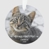 MEOWY KERSTMIS Kat Foto Naam Jaar Ornament (voorkant)