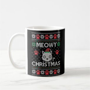 Meowy Kerstmis Kat Grappige Lelijke Sweater Rode P Koffiemok