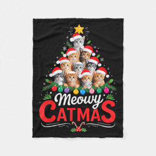Meowy Kerstmis Kat Kerstboom Kerst Meisjes Jongens Fleece Deken