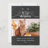 Meowy Kerstmis - Kat kerstfoto Feestdagenkaart (Voorkant)