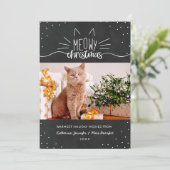 Meowy Kerstmis - Kat kerstfoto Feestdagenkaart (Staand voorkant)