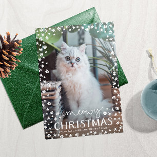 Meowy Kerstmis Kat Liefhebber Familie Fotokaart Feestdagenkaart