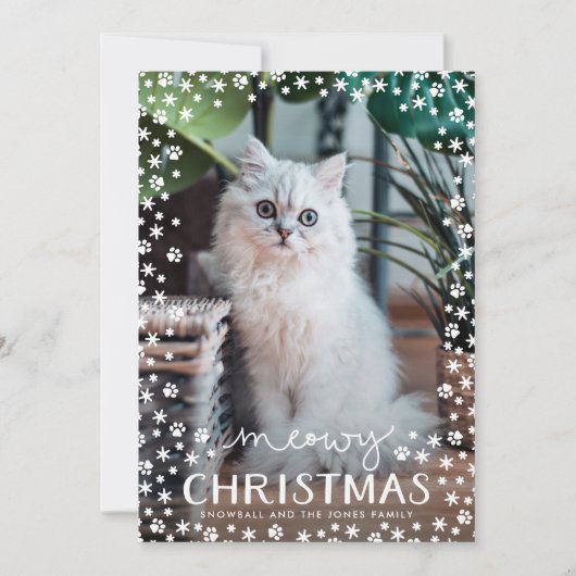Meowy Kerstmis Kat Liefhebber Familie Fotokaart Feestdagenkaart (Voorkant)