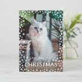 Meowy Kerstmis Kat Liefhebber Familie Fotokaart Feestdagenkaart (Staand voorkant)