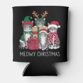 Meowy Kerstmis Kat Xmas Grappige Katten Liefhebber Blikjeskoeler (Voorkant)