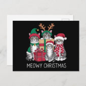 Meowy Kerstmis Kat Xmas Grappige Katten Liefhebber Feestdagenkaart (Voorkant / Achterkant)