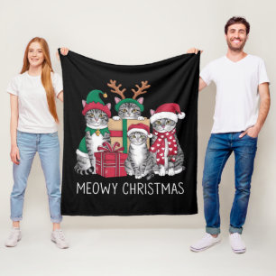 Meowy Kerstmis Kat Xmas Grappige Katten Liefhebber Fleece Deken