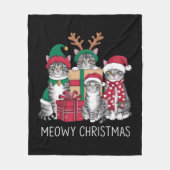 Meowy Kerstmis Kat Xmas Grappige Katten Liefhebber Fleece Deken (Voorkant)