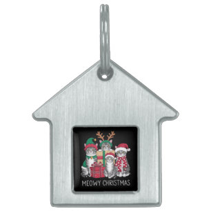 Meowy Kerstmis Kat Xmas Grappige Katten Liefhebber Huisdieren Naamplaatje